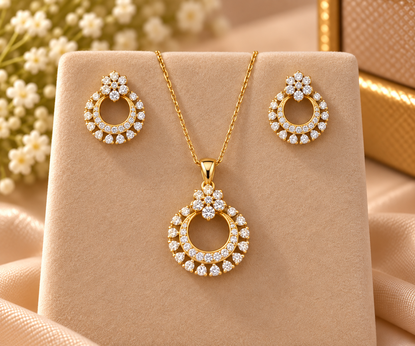 Elegant Gold Diamond Jewelry Set